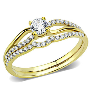 DA277 - IP Gold(Ion Plating) Stainless Steel Ring with AAA Grade CZ  in Clear - Joyeria Lady