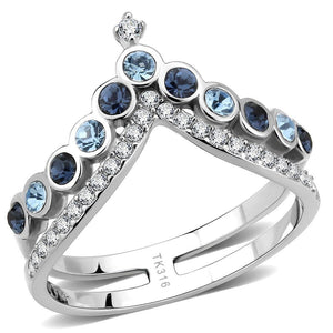DA305 - No Plating Stainless Steel Ring with Top Grade Crystal  in Multi Color - Joyeria Lady