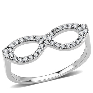 DA315 - No Plating Stainless Steel Ring with AAA Grade CZ  in Clear - Joyeria Lady