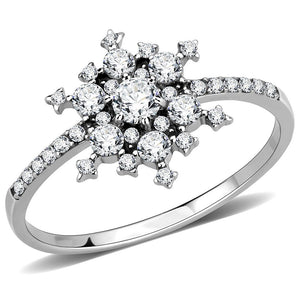 DA317 - No Plating Stainless Steel Ring with AAA Grade CZ  in Clear - Joyeria Lady