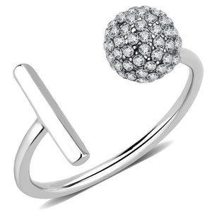 DA318 - No Plating Stainless Steel Ring with AAA Grade CZ  in Clear - Joyeria Lady