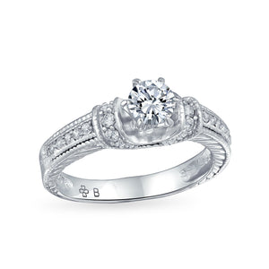 1CT Solitaire U set 6 Prong AAA CZ Engagement Ring 925 Sterling Silver - Joyeria Lady