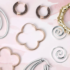 Pave Pink or Brown CZ Inside Out Tube Hoop Earrings