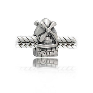 Landmark Dutch Windmill Travel Charm Bead 925 Sterling Silver
