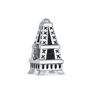 Paris Eiffel Tower L mark Charm Bead 925 Sterling Silver