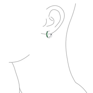 CZ Channel Hoop Earrings Rose Gold Plated Silver Birthstone Colors
