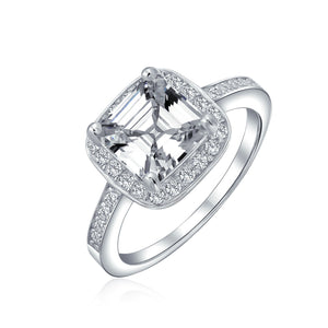 Square AAA CZ Asscher Cut 925 Sterling Silver Band 3CT Engagement Ring - Joyeria Lady