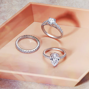 2.5CT Teardrop Solitaire CZ Engagement Ring Rose Plate Sterling Silver