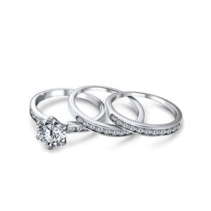 3.5CT Solitaire AAA CZ Enhancer Wide Engagement Wedding Ring Band Set