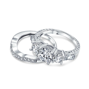3 CT Solitaire 3 Stone CZ Engagement Wedding Ring 925 Sterling Silver