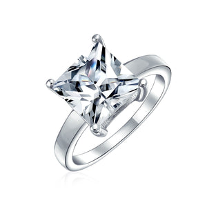 3CT Princess Cut AAA CZ Solitaire Engagement Ring 925 Sterling Silver