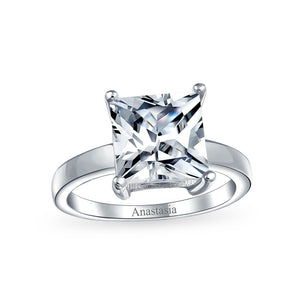 3CT Princess Cut AAA CZ Solitaire Engagement Ring 925 Sterling Silver
