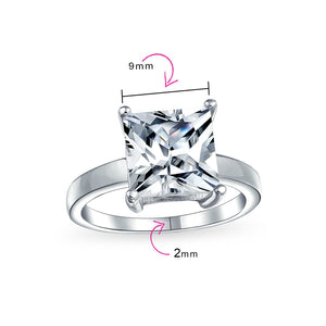3CT Princess Cut AAA CZ Solitaire Engagement Ring 925 Sterling Silver