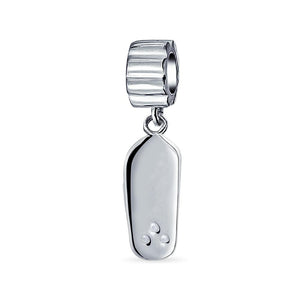 Tropical Vacation Flip Flop Sandal Beach CZ Accent Women Charm Bead