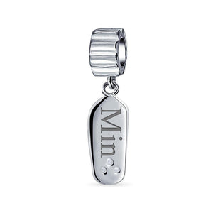 Tropical Vacation Flip Flop Sandal Beach CZ Accent Women Charm Bead