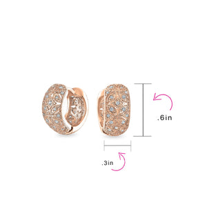 Victorian Style Filigree Flower CZ Hoop Earrings Silver Tone