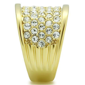 GL006 IP Gold(Ion Plating) Brass Ring with Top Grade Crystal in Clear