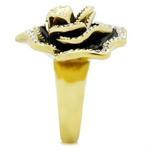 GL021 IP Gold(Ion Plating) Brass Ring with Top Grade Crystal in Clear