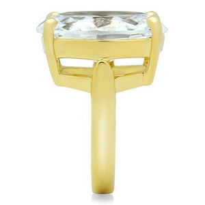 GL083 IP Gold(Ion Plating) Brass Ring with AAA Grade CZ in Clear