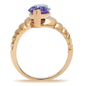 GL139 IP Rose Gold(Ion Plating) Brass Ring with AAA Grade CZ in Light Amethyst