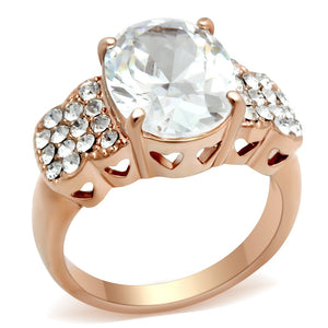 GL141 IP Rose Gold(Ion Plating) Brass Ring with AAA Grade CZ in Clear - Joyeria Lady