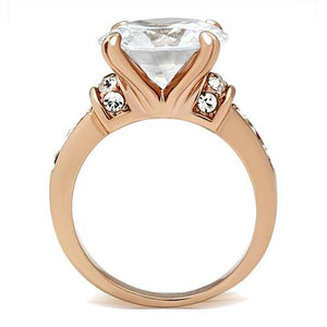 GL144 IP Rose Gold(Ion Plating) Brass Ring with AAA Grade CZ in Clear