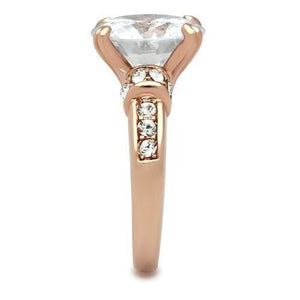 GL144 IP Rose Gold(Ion Plating) Brass Ring with AAA Grade CZ in Clear
