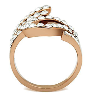 GL149 IP Rose Gold(Ion Plating) Brass Ring with Top Grade Crystal in Clear