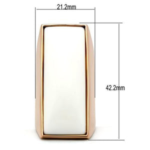 GL164 IP Rose Gold(Ion Plating) Brass Ring with Synthetic in White