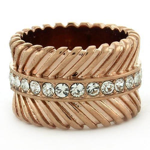 GL202 IP Rose Gold(Ion Plating) Brass Ring with Top Grade Crystal in Clear