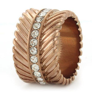 GL202 IP Rose Gold(Ion Plating) Brass Ring with Top Grade Crystal in Clear