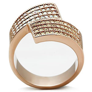 GL229 IP Rose Gold(Ion Plating) Brass Ring with Top Grade Crystal in Multi Color