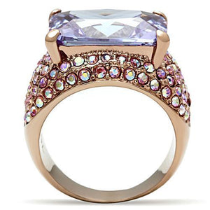 GL230 IP Rose Gold(Ion Plating) Brass Ring with AAA Grade CZ in Light Amethyst