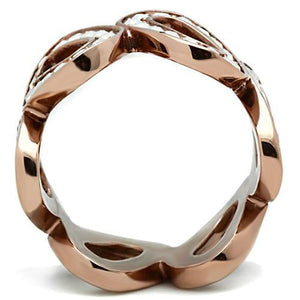 GL232 IP Rose Gold(Ion Plating) Brass Ring with Top Grade Crystal in Aurora Borealis (Rainbow Effect)