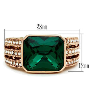 GL240 IP Rose Gold(Ion Plating) Brass Ring with Synthetic in Blue Zircon