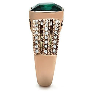 GL240 IP Rose Gold(Ion Plating) Brass Ring with Synthetic in Blue Zircon