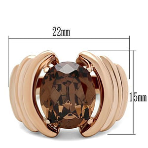 GL242 IP Rose Gold(Ion Plating) Brass Ring with AAA Grade CZ in Brown