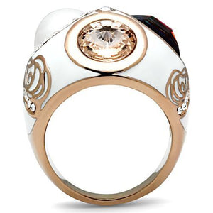 GL248 IP Rose Gold(Ion Plating) Brass Ring with Synthetic in Multi Color