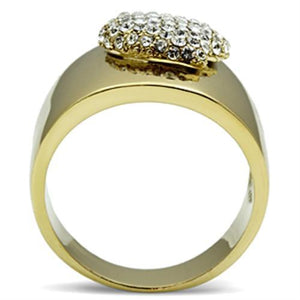GL293 IP Gold(Ion Plating) Brass Ring with Top Grade Crystal in Clear