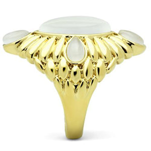 GL294 IP Gold(Ion Plating) Brass Ring with Synthetic in White