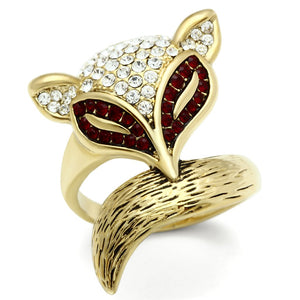GL297 IP Gold(Ion Plating) Brass Ring with Top Grade Crystal in Multi Color - Joyeria Lady