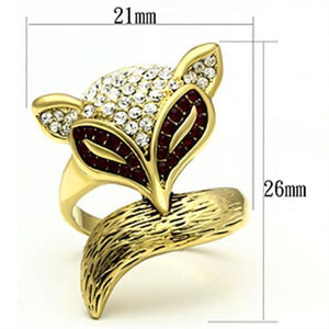 GL297 IP Gold(Ion Plating) Brass Ring with Top Grade Crystal in Multi Color