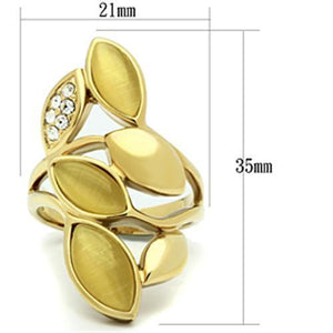 GL302 IP Gold(Ion Plating) Brass Ring with Synthetic in Citrine Yellow