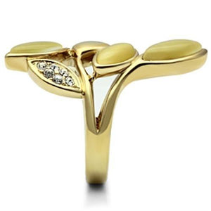 GL302 IP Gold(Ion Plating) Brass Ring with Synthetic in Citrine Yellow