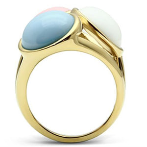 GL303 IP Gold(Ion Plating) Brass Ring with Synthetic in Multi Color
