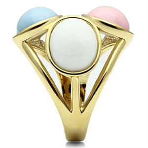 GL303 IP Gold(Ion Plating) Brass Ring with Synthetic in Multi Color