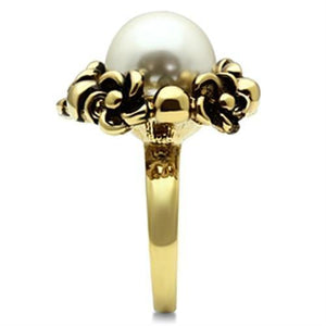 GL308 IP Gold(Ion Plating) Brass Ring with Synthetic in White