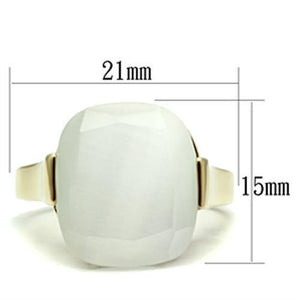 GL309 IP Gold(Ion Plating) Brass Ring with Synthetic in White