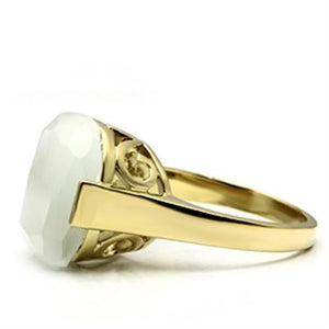 GL309 IP Gold(Ion Plating) Brass Ring with Synthetic in White