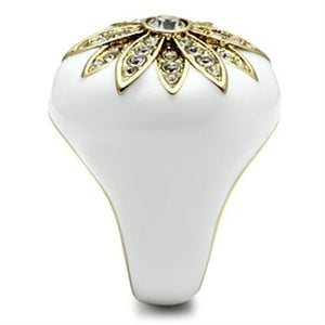 GL326 IP Gold(Ion Plating) Brass Ring with Top Grade Crystal in Clear